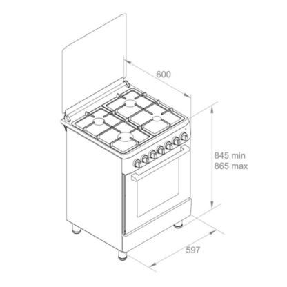 Wiggo - gasfornuis met oven - WO-E609R(RX)
