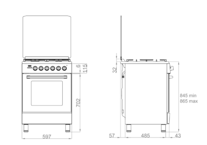 Wiggo - gasfornuis met oven - WO-E609R(RX)