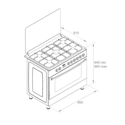 Wiggo - gasfornuis met oven - WO-E905R(XX)