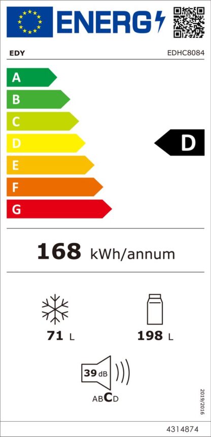 EDY - koel/vriescombinatie - EDHC8084